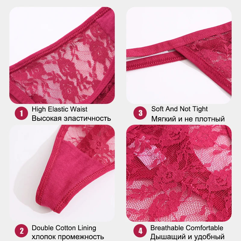 Divine Decadence Low Waist Translucent Thong 2Pcs/Set