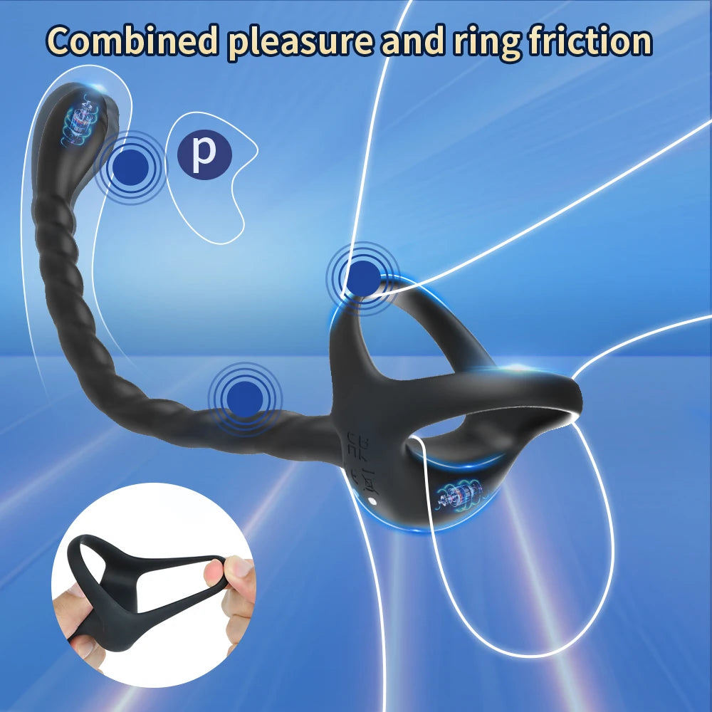 App Controlled Cock Ring With Anal Plug Vibrator