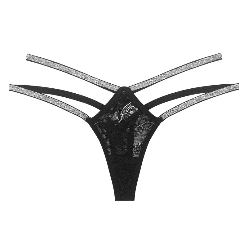 Noir Nightlight Double Strap Sexy Lace Transparent Low Waist Thong