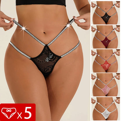 Noir Nightlight Double Strap Sexy Lace Transparent Low Waist Thong