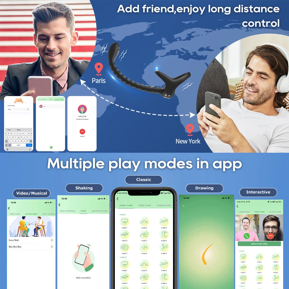 App Controlled Cock Ring With Anal Plug Vibrator