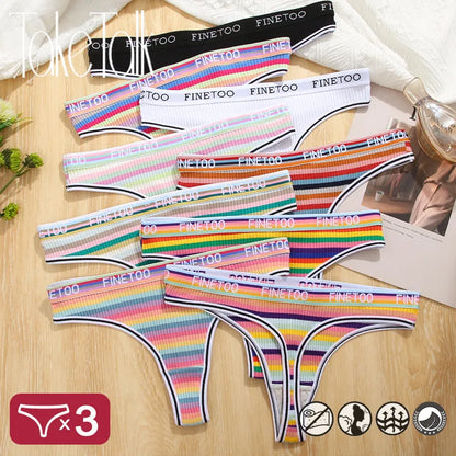 Mermaid Colorful Cotton G String 3Pcs/Set