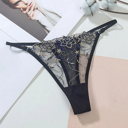 Embroidered Sexy Hollow Mesh Seductive Thong