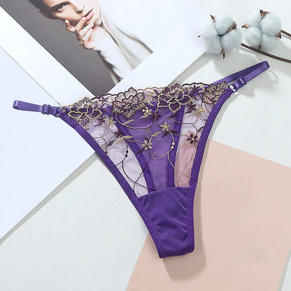 Embroidered Sexy Hollow Mesh Seductive Thong