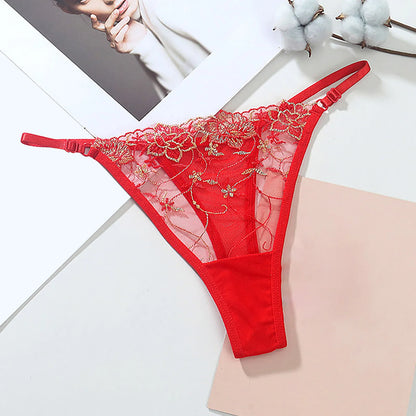 Embroidered Sexy Hollow Mesh Seductive Thong